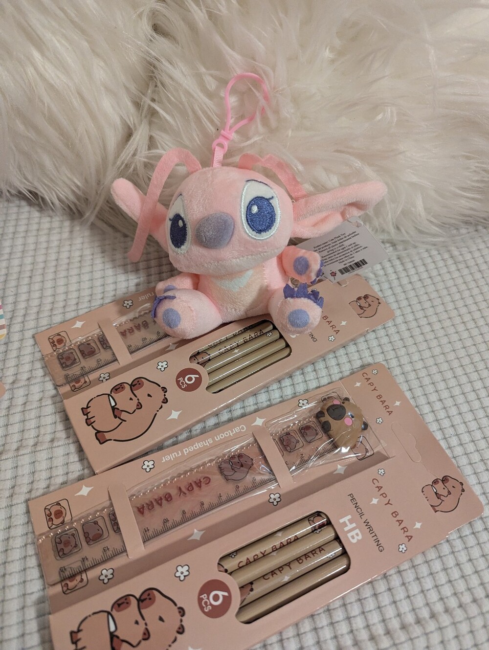 Angela Stich Plush Clip-On Keychain with Two Capiba Stationery Set